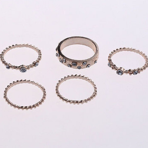 NEW 5Pcs/Set Crystal Rose Gold Stackable Ring Set - Picture 4 of 6